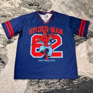 Marvel Football Jersey Mens Medium Y2K  Blue Spider-man New York City Graphic